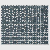 ミッドセンチュリーモダン誕生日レトロ21stブルーブラック ラッピングペーパー (フラット)