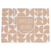 ミッドセンチュリーモダン誕生日レトロ30番目ピンク ラージペーパーバッグ (正面)