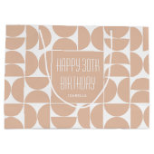 ミッドセンチュリーモダン誕生日レトロ30番目ピンク ラージペーパーバッグ (裏面)