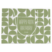 ミッドセンチュリーモダン誕生日レトロ40thグリーン ラージペーパーバッグ (裏面)