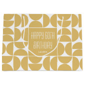 ミッドセンチュリーモダン誕生日レトロ60黄 ラージペーパーバッグ (正面)