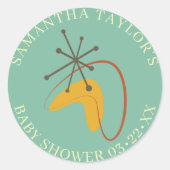 ミッドセンチュリーモダン赤ちゃんシャワー好意ステッカー ラウンドシール (正面)