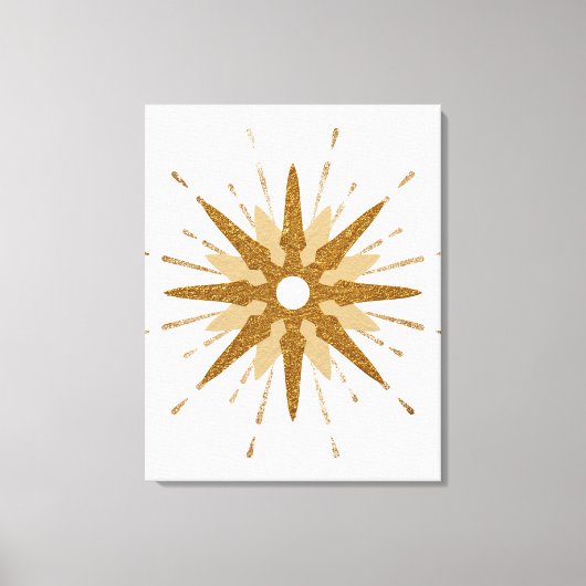 ミッドセンチュリーモダン金ゴールドスターバストアート キャンバスプリント (正面)