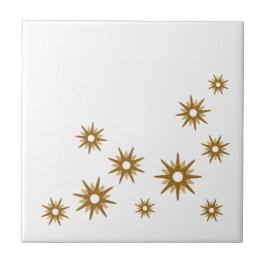 ミッドセンチュリーモダン金ゴールドスターバストデザイン タイル