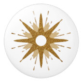 ミッドセンチュリーモダン金ゴールド&ホワイトスターバスト セラミックノブ (正面)