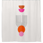 ミッドセンチュリーモダン03抽象芸術アーチピンクオレンジ シャワーカーテン (正面)