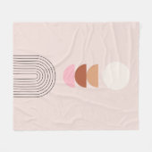 ミッドセンチュリーモダン08アーチ赤面ピンク フリースブランケット (正面(横))