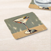 ミッドセンチュリーモダン1オリーブ・マルティ絵を描ニ スクエアペーパーコースター (アングル)
