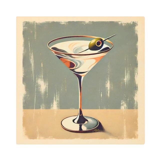 ミッドセンチュリーモダン1オリーブ・マルティ絵を描ニ メタルプリント (正面)