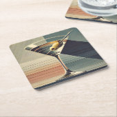 ミッドセンチュリーモダン2オリーブ・マルティーニ・カクテルアワー スクエアペーパーコースター (アングル)