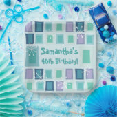 ミッドセンチュリーモダン40thバースデーアクアマリン ペーパープレート (パーティー)