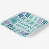 ミッドセンチュリーモダン40thバースデーアクアマリン ペーパープレート (傾斜あり)