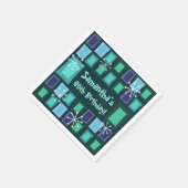 ミッドセンチュリーモダン60th誕生日ティール（緑がかった色） スタンダードカクテルナプキン (角)