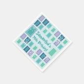 ミッドセンチュリーモダン70th誕生日アクアマリン スタンダードカクテルナプキン (角)