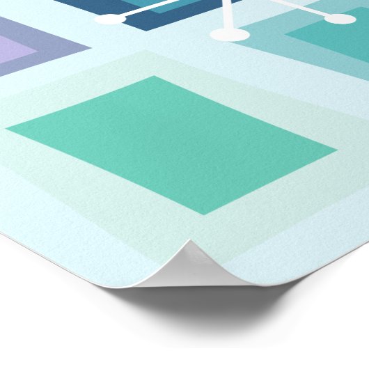 ミッドセンチュリーモダン70th誕生日アクアマリン ポスター (角)