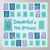 ミッドセンチュリーモダン70th誕生日アクアマリン ポスター (正面)