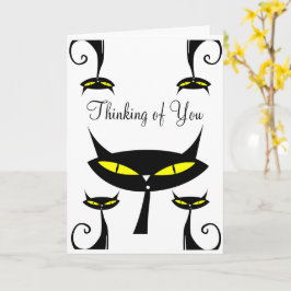 ミッドセンチュリーモダン アトミック 猫 Thinking of You カード