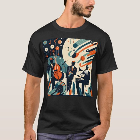 ミッドセンチュリーモダン ジャズエイジ トリオ Tシャツ (正面)