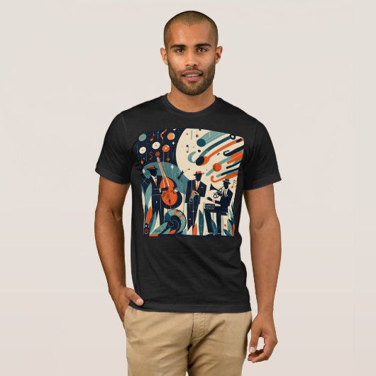 ミッドセンチュリーモダン ジャズエイジ トリオ Tシャツ (正面フル)