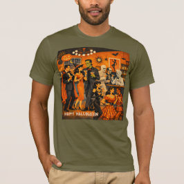 ミッドセンチュリーモダン ハロウィン マティーニパーティー Tシャツ