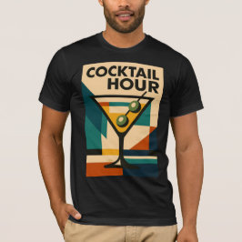 ミッドセンチュリーモダン バウハウス カクテルアワー マティーニ Tシャツ