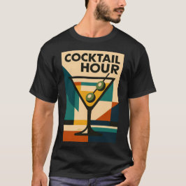 ミッドセンチュリーモダン バウハウス カクテルアワー マティーニ Tシャツ