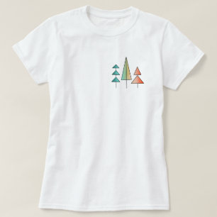 ミッドセンチュリーモダン レインボーツリー ブラッシュ ティール シンプル Tシャツ