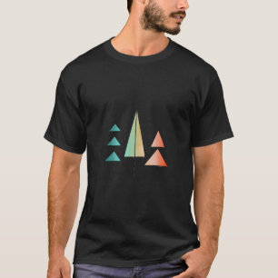 ミッドセンチュリーモダン レインボーツリー ブラッシュ ティール シンプル Tシャツ