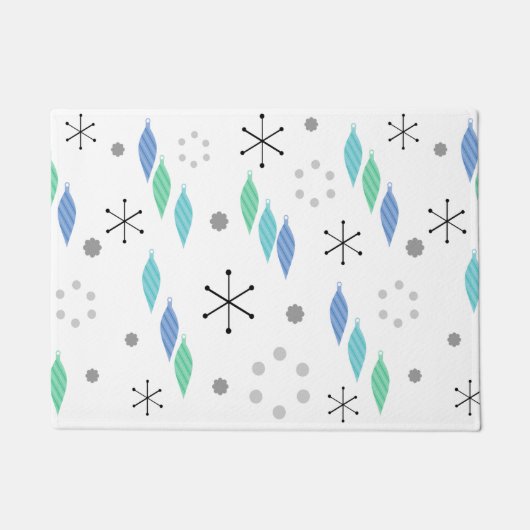 ミッドセンチュリーモダン 冬の緑 ドアマット (正面)