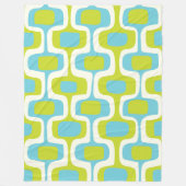 ミッドセンチュリーライムとアクア楕円と円 フリースブランケット (正面)