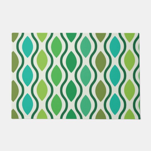 ミッドセンチュリーライムオリーブグリーンオージーパターン ドアマット (正面)