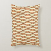 ミッドセンチュリーリボンプリント – カメルタンとクリーム アクセントクッション (正面(垂直))