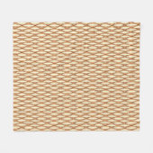 ミッドセンチュリーリボンプリント – カメルタンとクリーム フリースブランケット (正面(横))