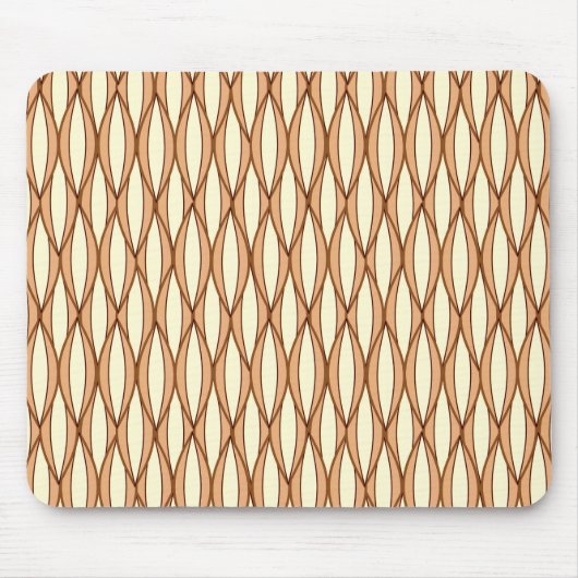 ミッドセンチュリーリボンプリント – カメルタンとクリーム マウスパッド (正面)