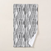 ミッドセンチュリーリボンプリント、グレーシェード/グレー バスタオルセット (ハンドタオル)