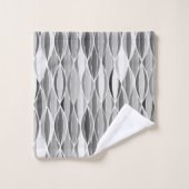 ミッドセンチュリーリボンプリント、グレーシェード/グレー バスタオルセット (ウォッシュタオル)