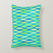 ミッドセンチュリーリボンプリント-ターコイズとライム アクセントクッション (正面(垂直))