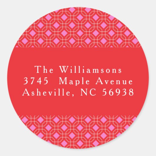 ミッドセンチュリーレッドピンクかわいいクリスマス差出人住所 ラウンドシール (正面)