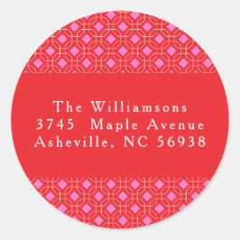 ミッドセンチュリーレッドピンクかわいいクリスマス差出人住所 ラウンドシール