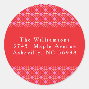 ミッドセンチュリーレッドピンクかわいいクリスマス差出人住所 ラウンドシール