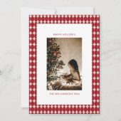 ミッドセンチュリーレッドボーブル垂直方向の写真クリスマス シーズンカード (正面)