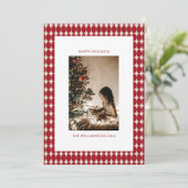 ミッドセンチュリーレッドボーブル垂直方向の写真クリスマス シーズンカード (スタンド正面)