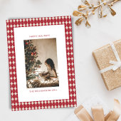 ミッドセンチュリーレッドボーブル垂直方向の写真クリスマス シーズンカード