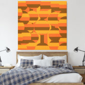 ミッドセンチュリーレトロなグルービー70年代の幾何学的アート キャンバスプリント (インサイチュ (寝室))