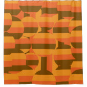 ミッドセンチュリーレトロなグルービー70年代の幾何学的アート シャワーカーテン (正面)