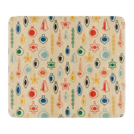 ミッドセンチュリーレトロのクリスマスツリーのおもちゃつきパターン カッティングボード