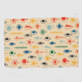 ミッドセンチュリーレトロのクリスマスツリーのおもちゃつきパターン ゴルフタオル (横)