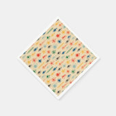 ミッドセンチュリーレトロのクリスマスツリーのおもちゃつきパターン スタンダードカクテルナプキン (角)