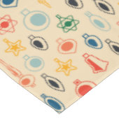 ミッドセンチュリーレトロのクリスマスツリーのおもちゃつきパターン テーブルクロス (アングル)