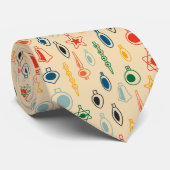 ミッドセンチュリーレトロのクリスマスツリーのおもちゃつきパターン ネクタイ (ロール)